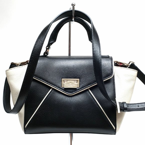 kate spade Handbags - Leather Kate Spade Black White Medium Crossbody Satchel Handbag